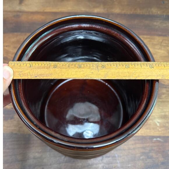 Vintage Marcrest Stoneware Cookie Jar Brown Glazed Daisy Dot Pattern Made in USA - Picture 14 of 14